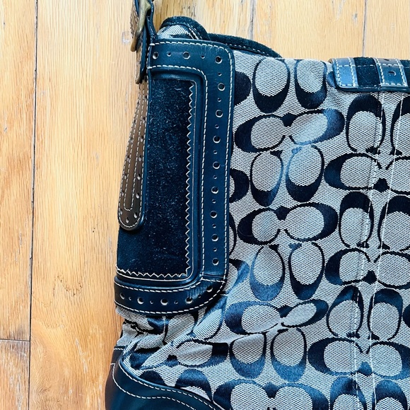 Vintage Coach Large Shoulder Bag Black Leather Signature C Classic EUC - Picture 4 of 11